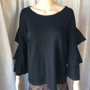 Neiman Marcus Tiered Ruffle Sleeve Sweater M-L